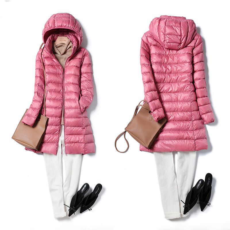 Packable Hat Nylon - Mulheres ultra leve empacotável longo puffer