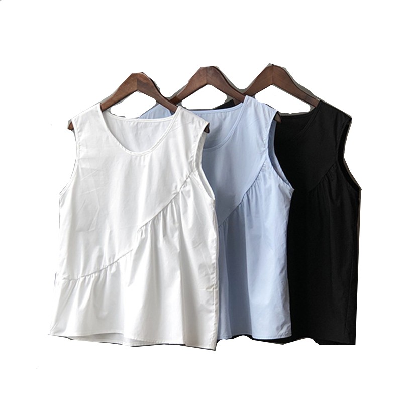 Shirt Camp Collar - Solto casual feminino algodão linho regatas,
